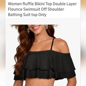 NWT Black Ruffle Bikini Top